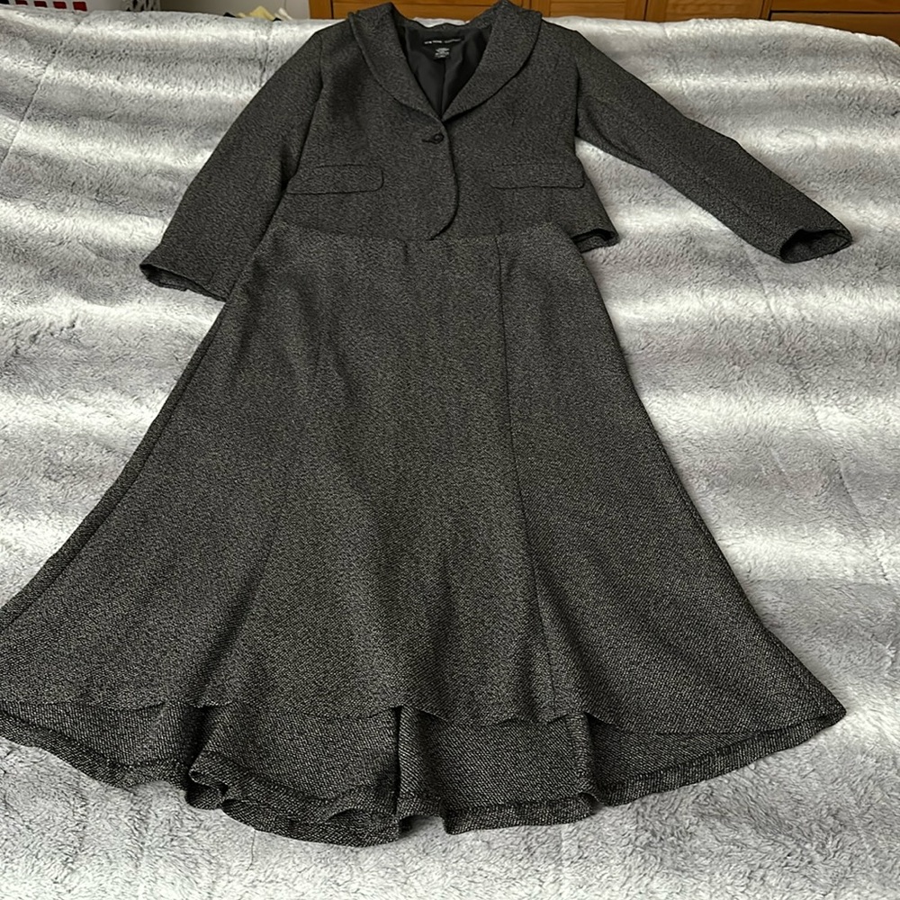 New York and Company Black Marled Skirt Suit